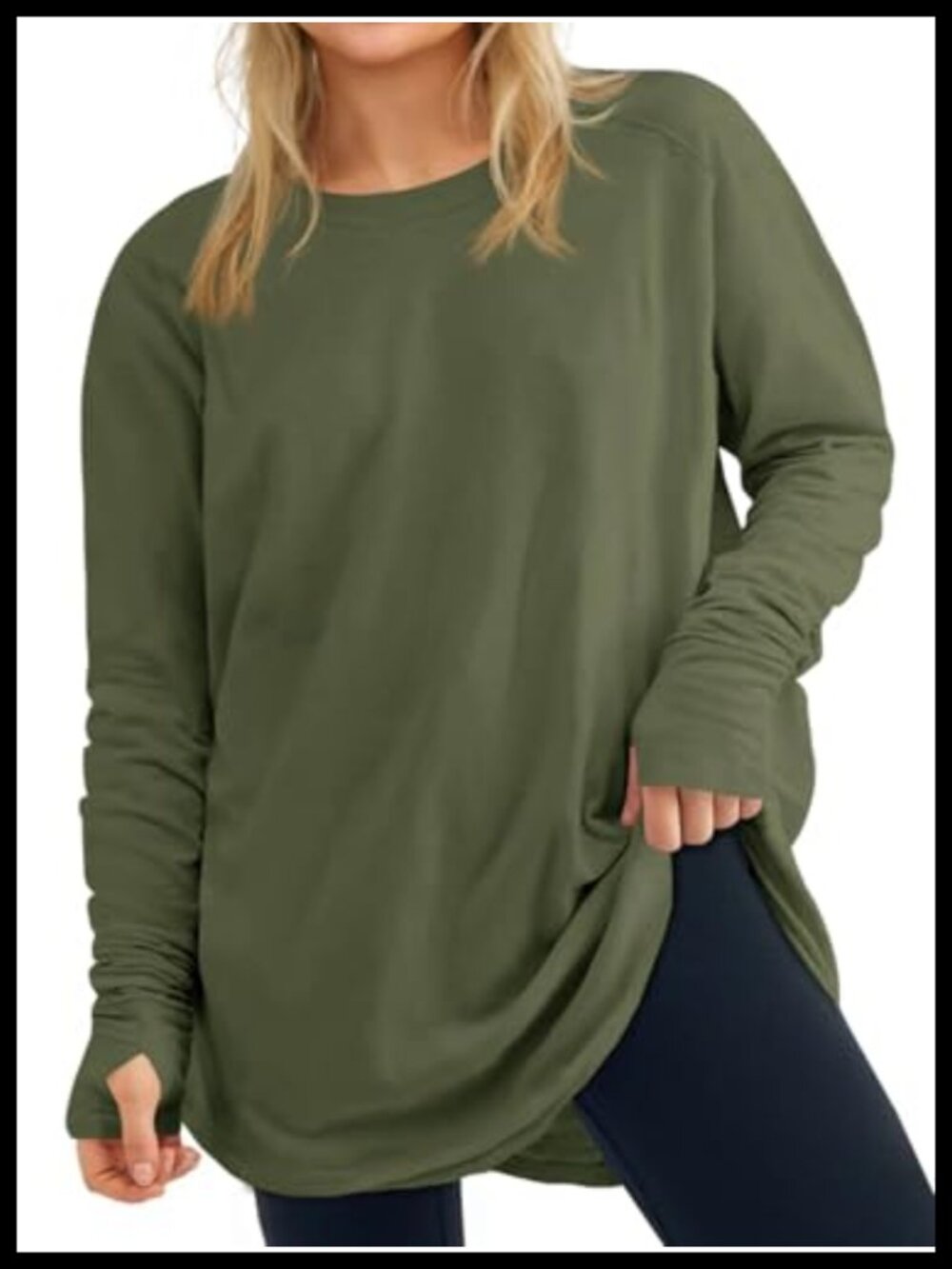 Women's Plus Size Long Sleeve Tunic Top Crew Neck Oversized Fit T-Shirt
